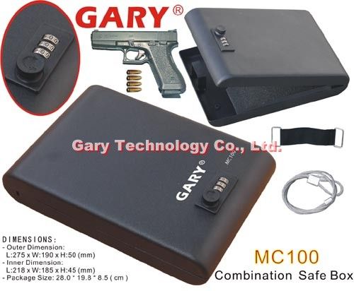 MC100 Portable 3 - Digit Combination Lock Mini Car Gun Safe Box / Case