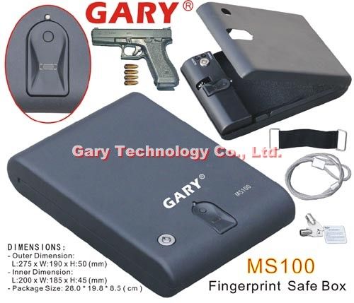 MS100B Portable Fingerprint Biometric Mini Car Gun Safe Box / Vault