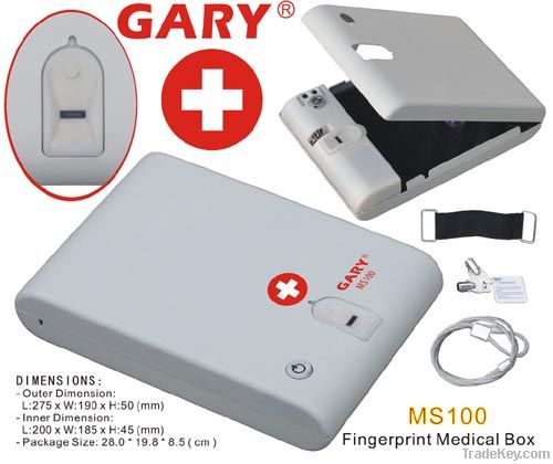 MS100W Handhold Fingerprint Biometric Mini Medical Safe Box / Case