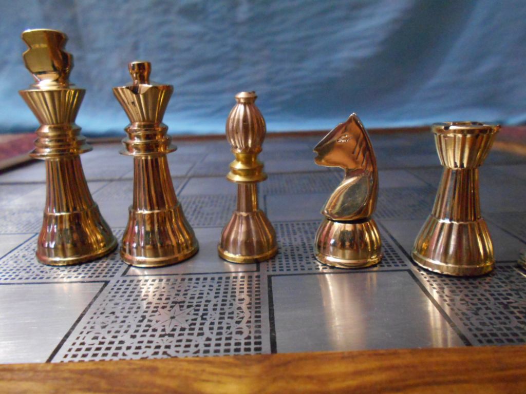 Brass chess set