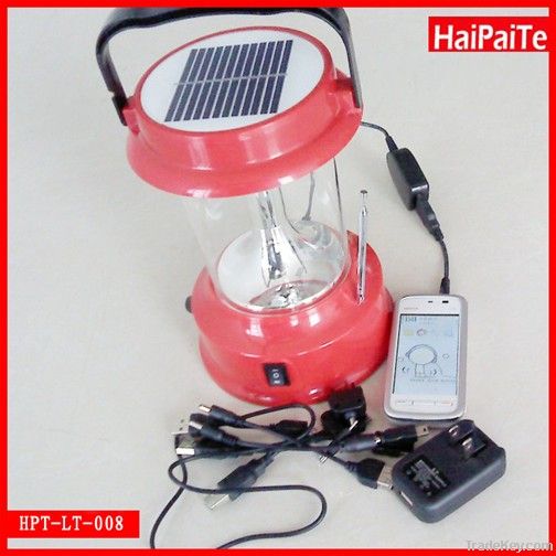solar lantern camping light with mobile charger and radio