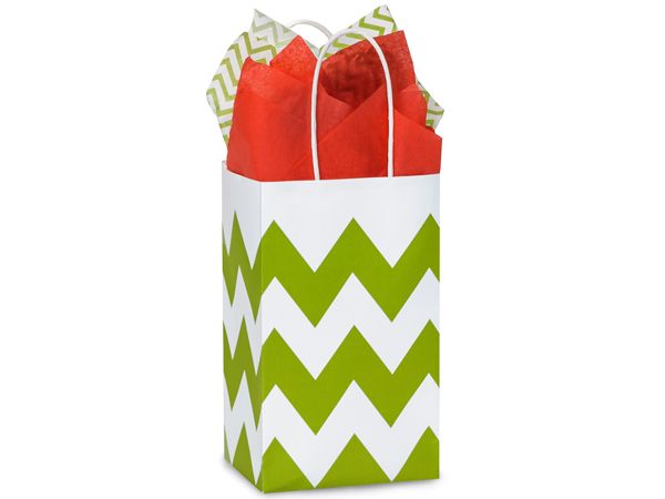 ROSE CHEVRON STRIPE APPLE GREEN- 5-1/4x3-1/2x8-1/4"