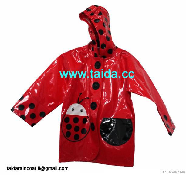 Kids reflective PU raincoat