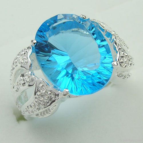 swiss blue topaz gemstone ring