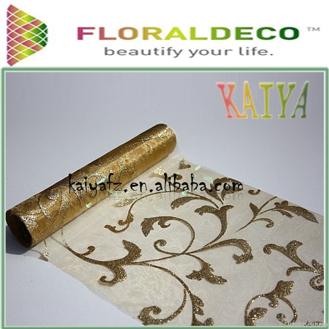 Bronzed & Printed  organza  Roll