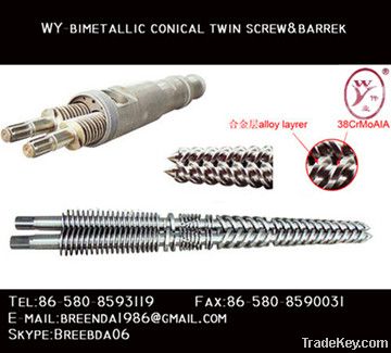 conical twin screw and barrel for plastic extruder