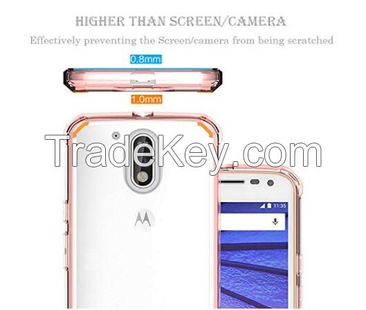 Slim Hybrid Transparent Crystal Acrylic Back TPU Bumper Shock Resistant Phone Case Cover For Motorola G 4th Generation
