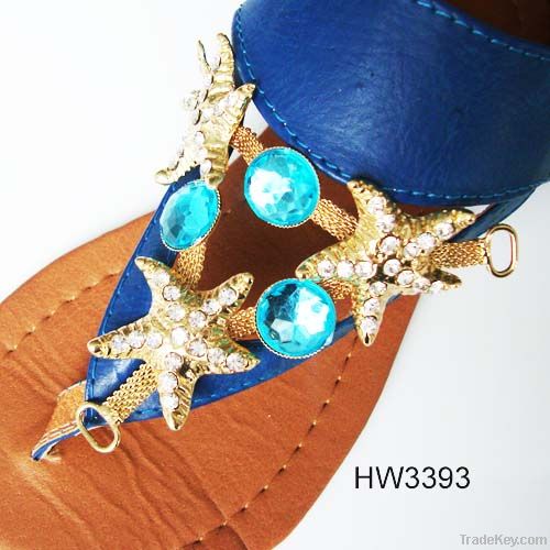 Triangle rhinestone star sandal chain shoe accessory