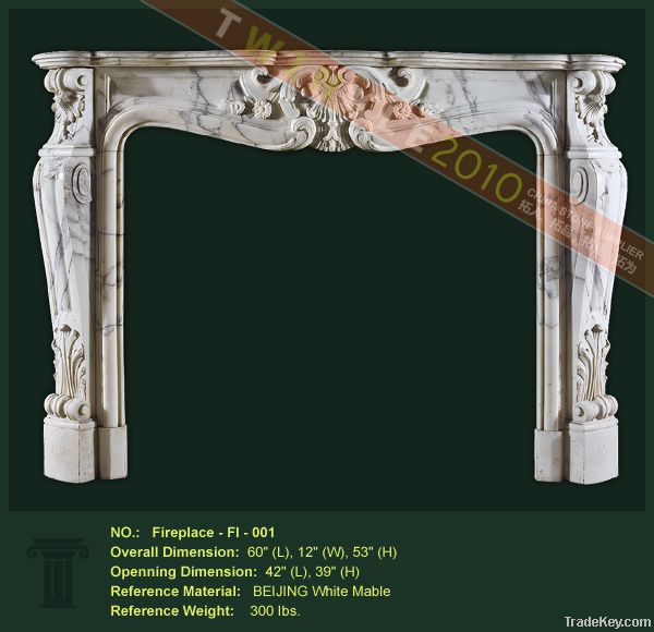 Carving natural stone fireplace mantel