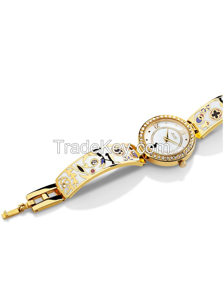 Flower world watch-18K gold plating metal watch with enamel