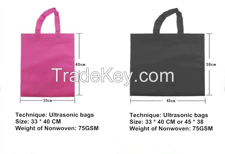 Good Quality Colorful Plain Dyed Ultrasonic Nonwoven Bags, Non Woven Shopping Bags
