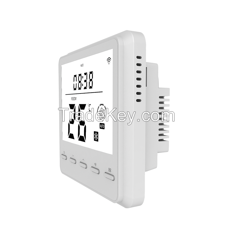 Smart thermostat with heating and cooling temperature control fan coil unit thermostat