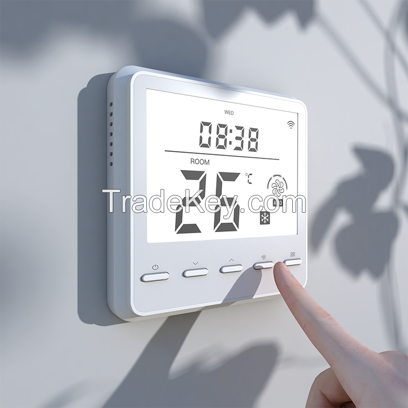 Smart thermostat with heating and cooling temperature control fan coil unit thermostat