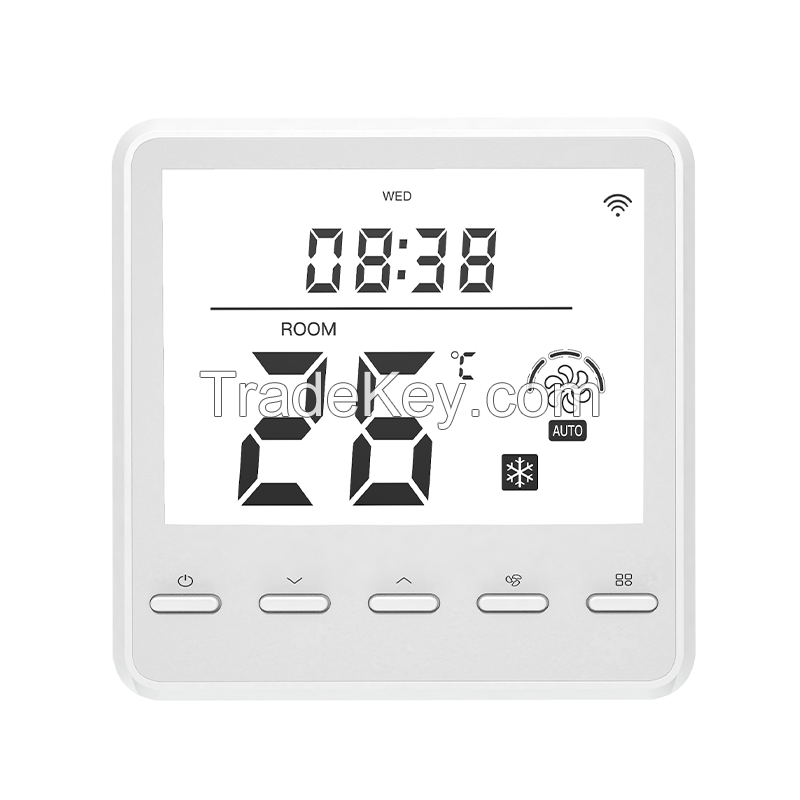 Smart thermostat with heating and cooling temperature control fan coil unit thermostat