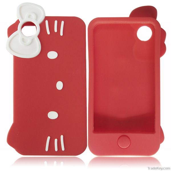 Cute Hello Kitty Design Silicone case for iphone4s case