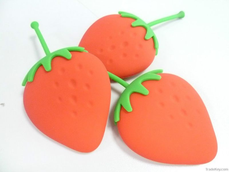 Strawberry shape promotion gift silicone key bag