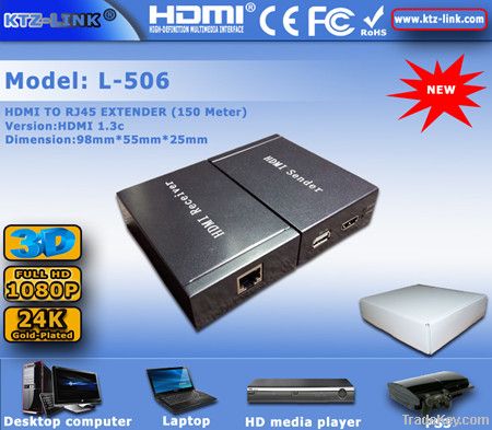 single cat6  HDMI  extender 150m  RJ-45
