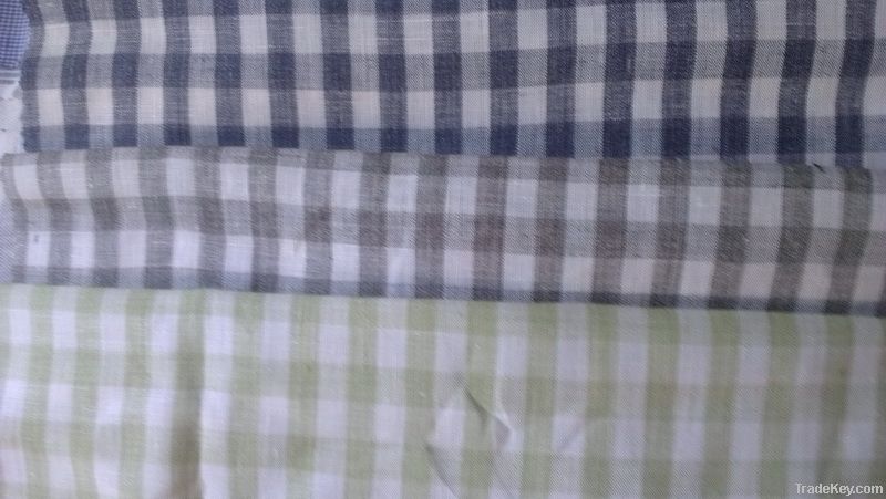 100%linen flax melange dyed check shirting fabric