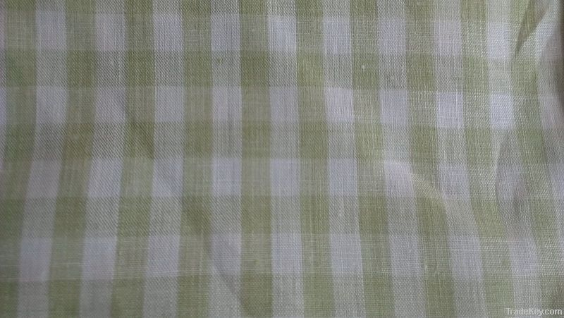 100%linen flax melange dyed check shirting fabric