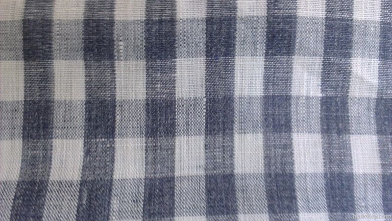 100%linen flax melange dyed check shirting fabric