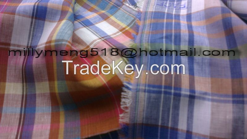 linen delave check shirting fabric