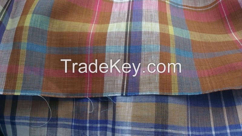 linen delave check shirting fabric