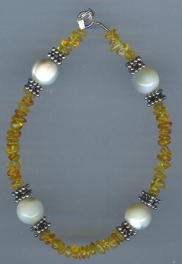 Amber and Mother of Pearl Bracelet