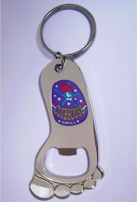 Foot shaped Zinc alloy bottle opener with keyring, bottle opener