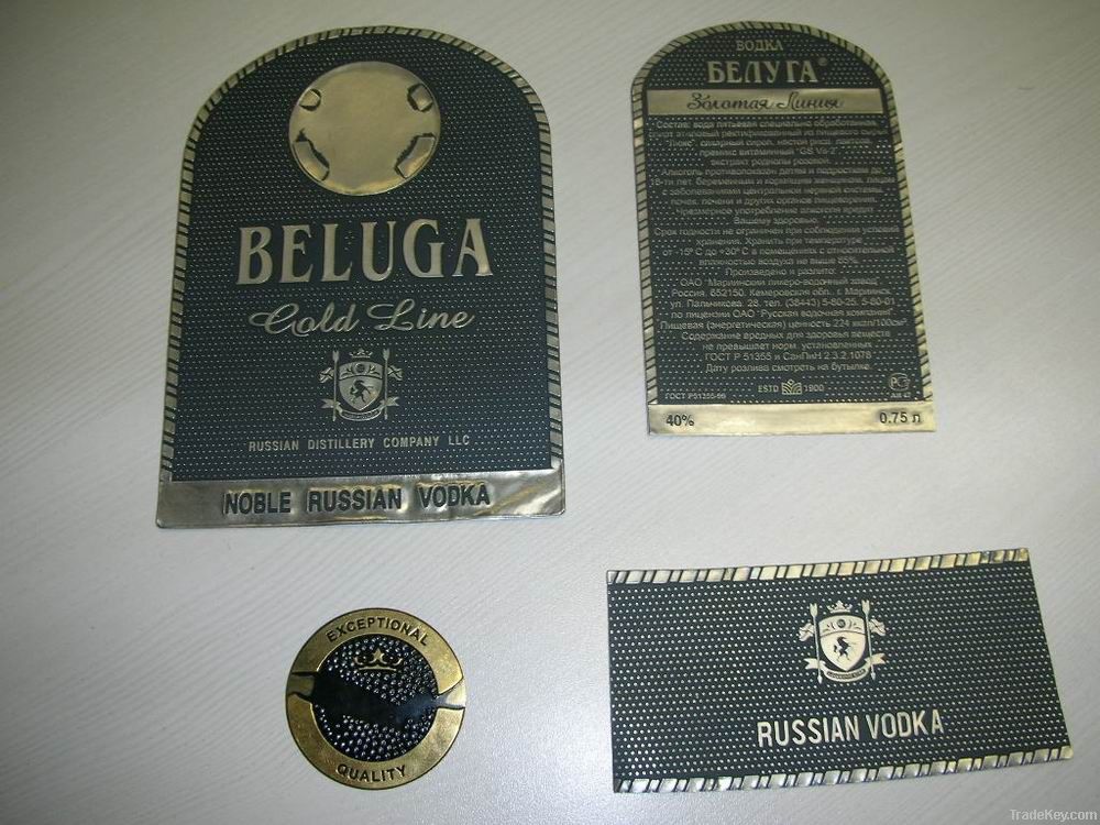 Wine label, metal label, bottle tag