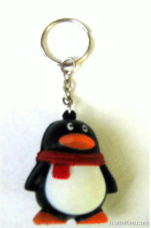 lovely tiger keyrign , Q Q penguin keychain , silver keyhold