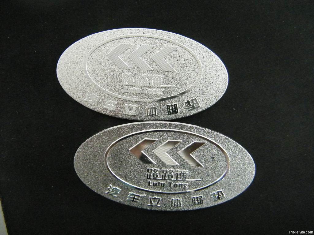 aluminum auto foot pad badge