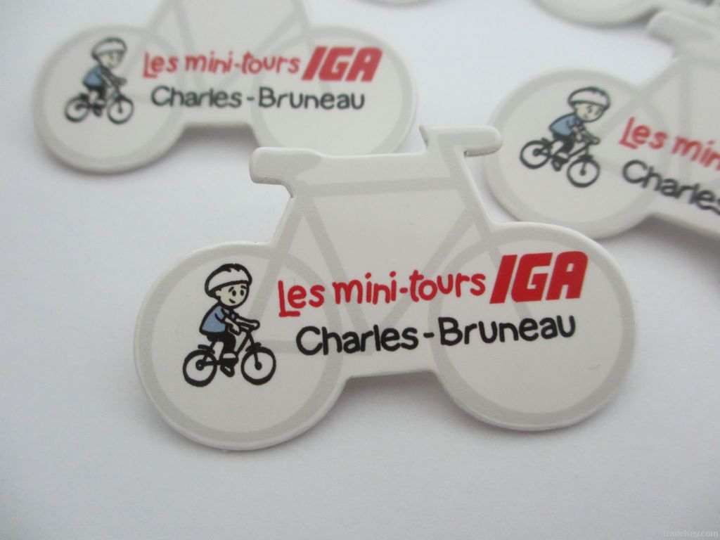 paper pin badge , promotional gift , button badge , bike shaped pin bad