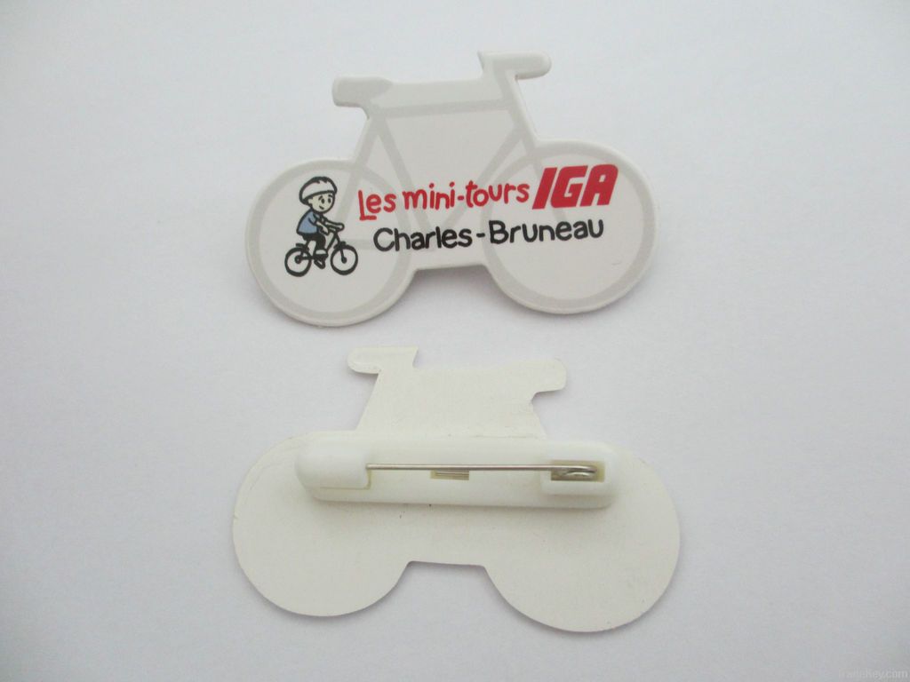 paper pin badge , promotional gift , button badge , bike shaped pin bad