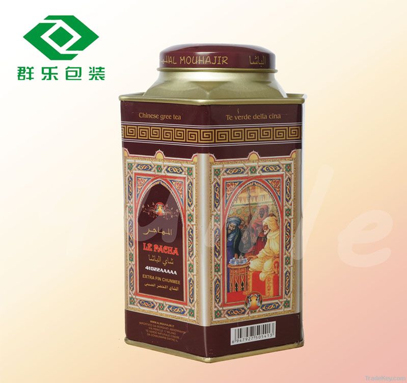 Hexagonal tea packing tin box with inner lid