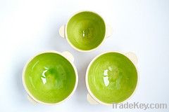 3 hand-made ceramic bowls set