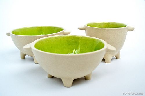 3 hand-made ceramic bowls set