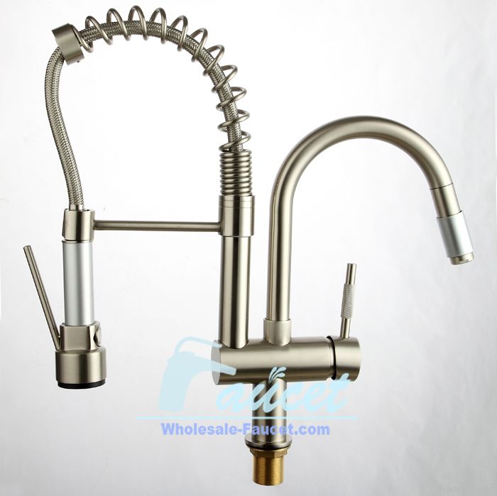 Brushed Nickel Kitchen Faucet with Pull-Down Spray Spout