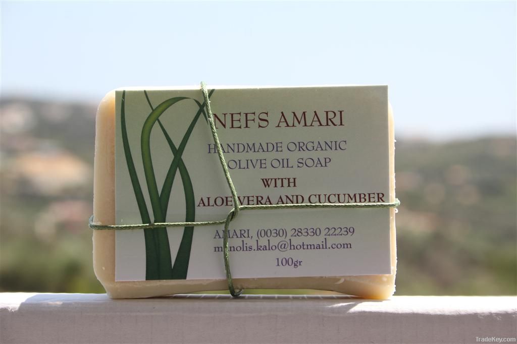 Handmade Organic olive oil soap with Aloe Vera and cucumber