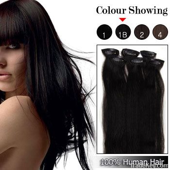 20 inch 7pcs Natural Black #1B Remy Clip In Hair Extensions