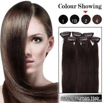 20 inch 7pcs Darkest Brown #2 Remy Clip In Hair Extensions