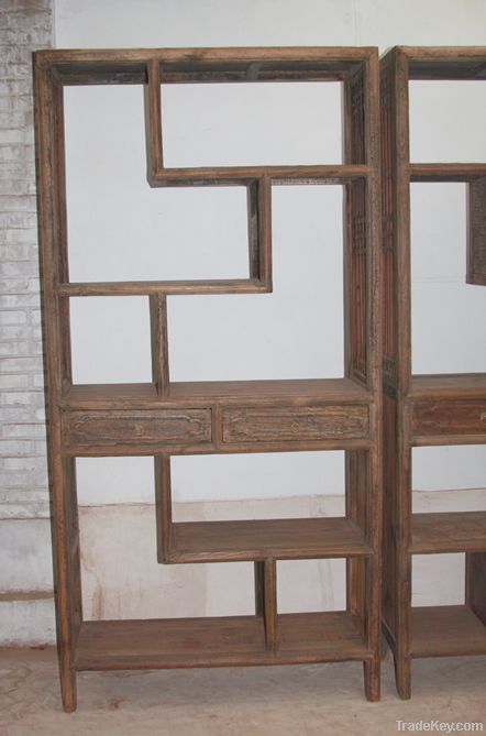 chinese antique furniture elm wood bookshelf
