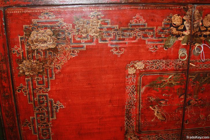 Chinese antique furniture pine wood Mongolia Cabinet