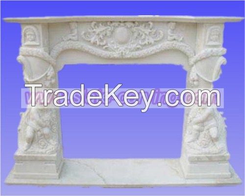 stone fireplace, marble fireplace, statue fireplace