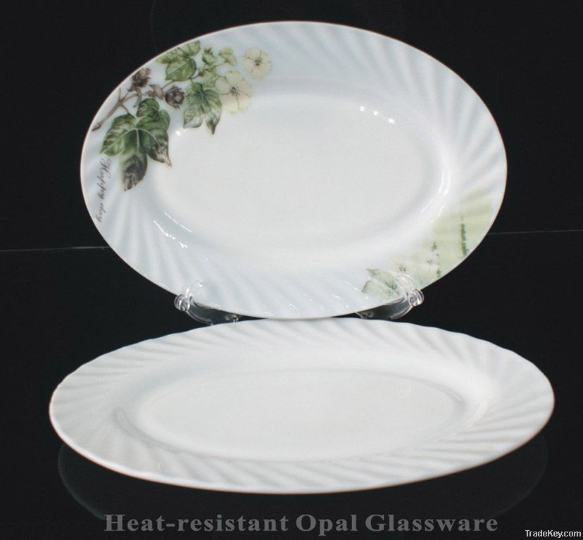 Opal glassware oval plate