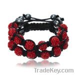 Fashion Crystal Double Rows Bracelet 10mm Red
