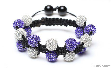 Fashion Crystal Double Rows Bracelet 10mm Purple White