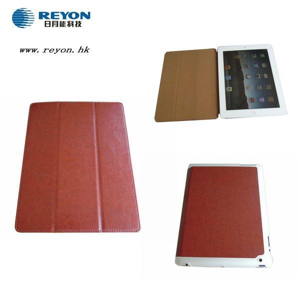 New Product Stand PU Leather Case for Apple iPad 3