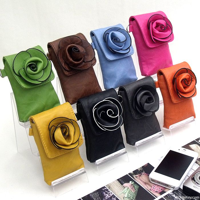 PU leather rose flower shape Mobile phone set/key bags