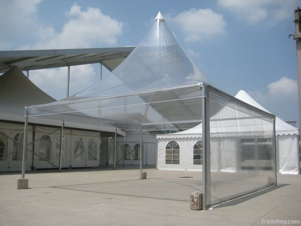 8x8m pagoda tent with clear roof and wall