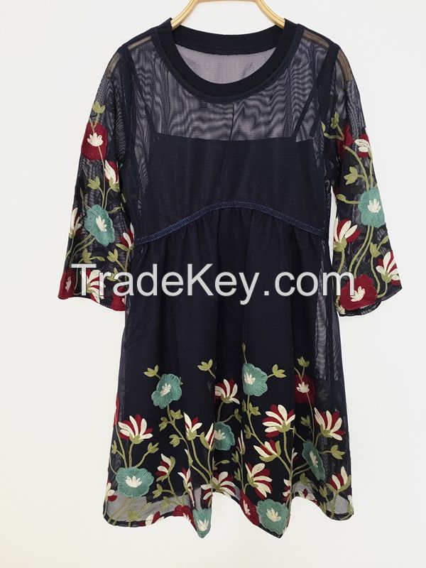 women's tulle dress embroidered